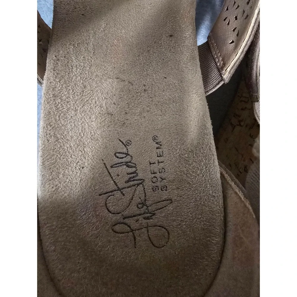 LifeStride Heidi Womens 10W Taupe Cork Wedge Heel Sandals Soft System Comfort